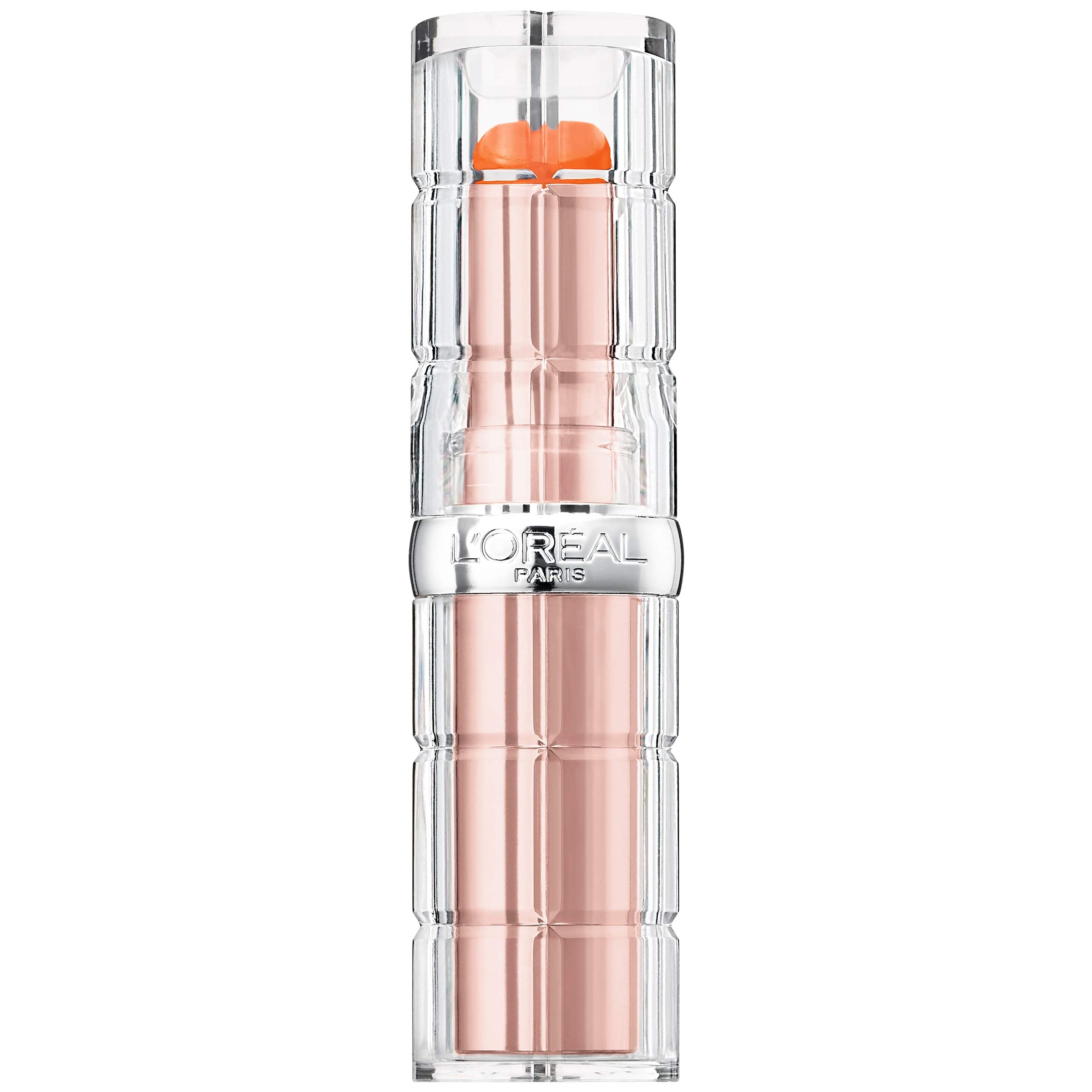 L'Oreal Paris Nectarine Plump texture swipe on arm showing sheer color and shine benefit