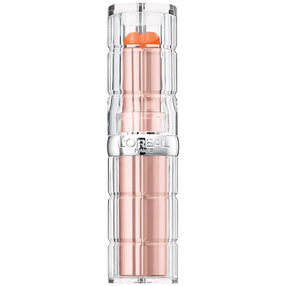 L'Oreal Paris Nectarine Plump texture swipe on arm showing sheer color and shine benefit