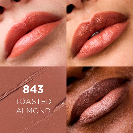 L'Oreal Paris open tube close-up showing creamy texture and smooth satin payoff
