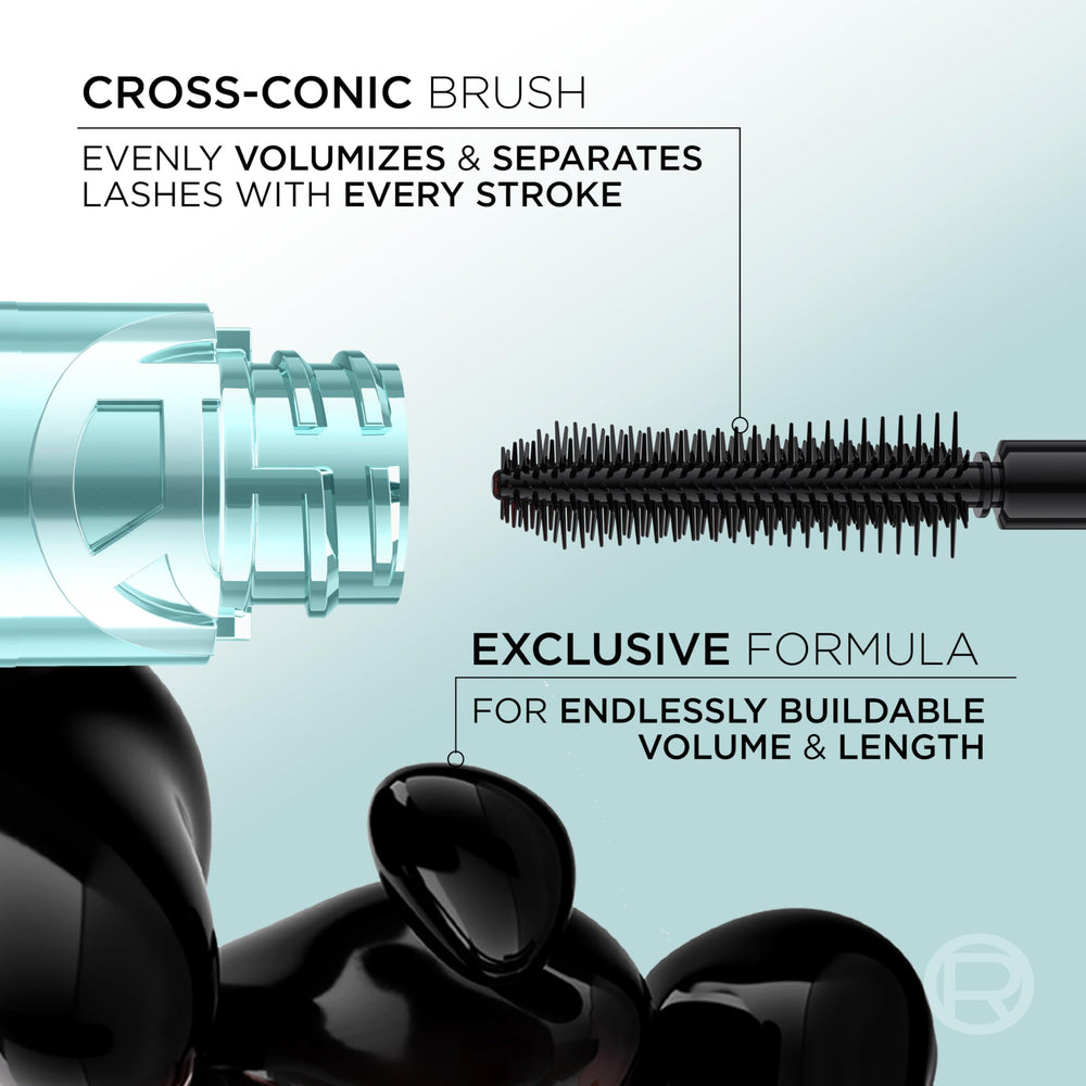 L'Oreal Paris application on eye shows easy sweeping and clump-resistant finish