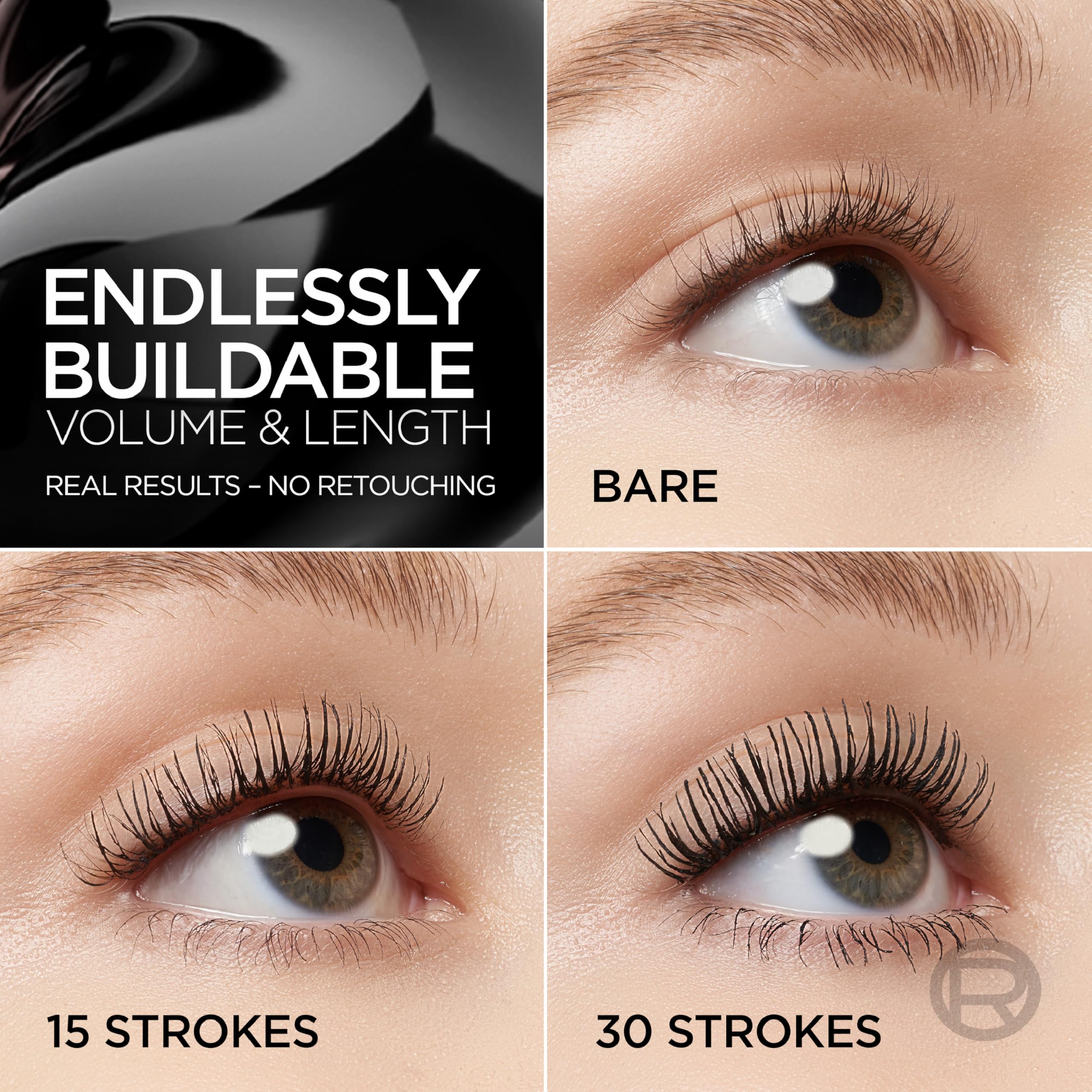 L'Oreal Paris wand close-up highlights cross-conic brush for precise coating
