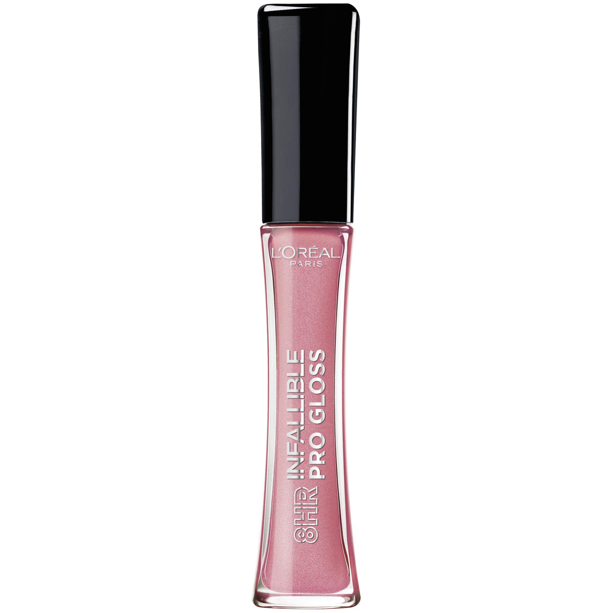 L'Oreal Paris lip gloss Pink Opal front packaging showing size and color