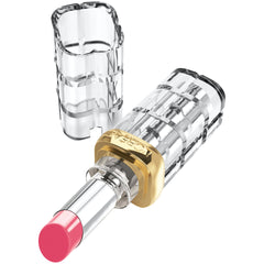 L'Oreal Paris Polished Tango texture swatch on skin showing vibrant glossy finish