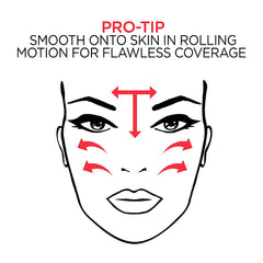 L'Oreal Paris pro-matte brushed onto skin showing buildable coverage benefit