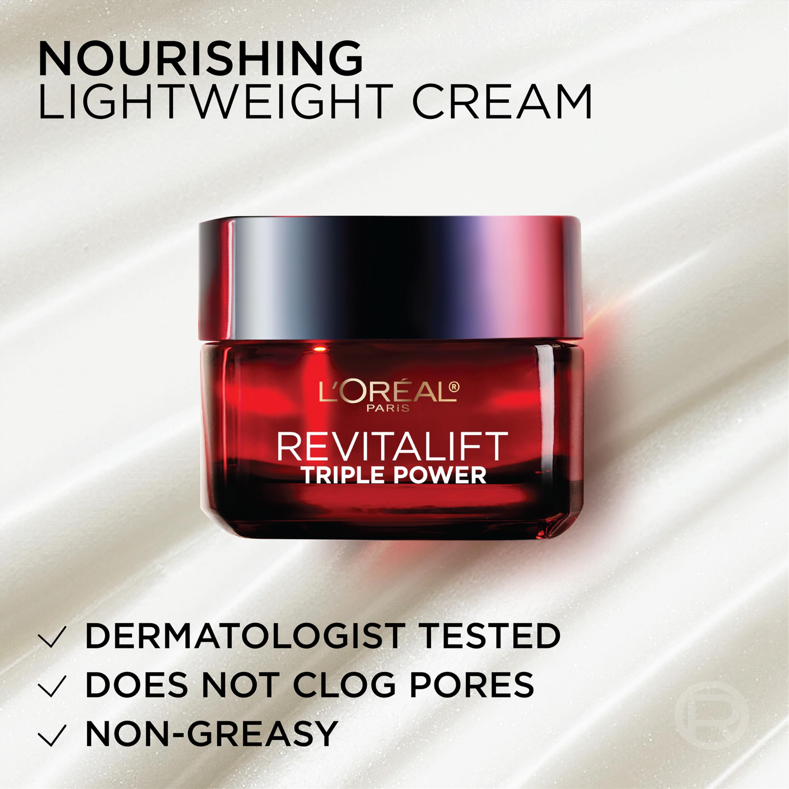 L'Oreal Paris jar on bathroom shelf as part of night skincare ritual