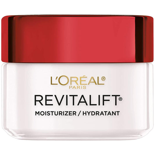 L'Oreal Paris Revitalift open jar showing smooth cream texture for quick absorption