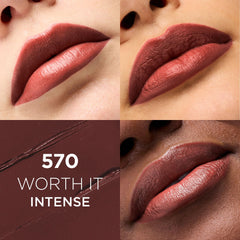 L'Oreal Paris open lipstick tube highlighting creamy texture and easy glide