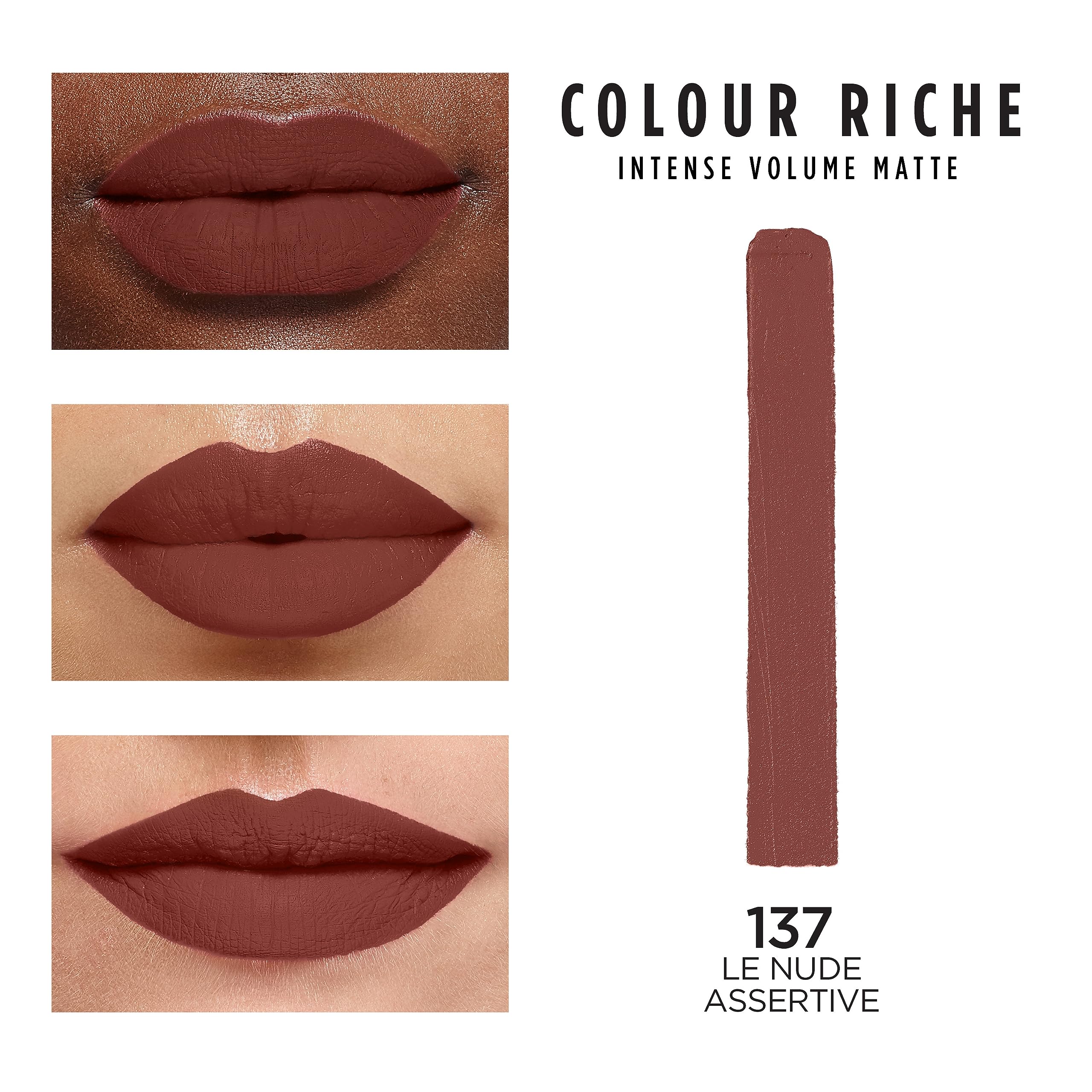 L'Oreal Paris texture swipe displaying powdery matte finish and pigment