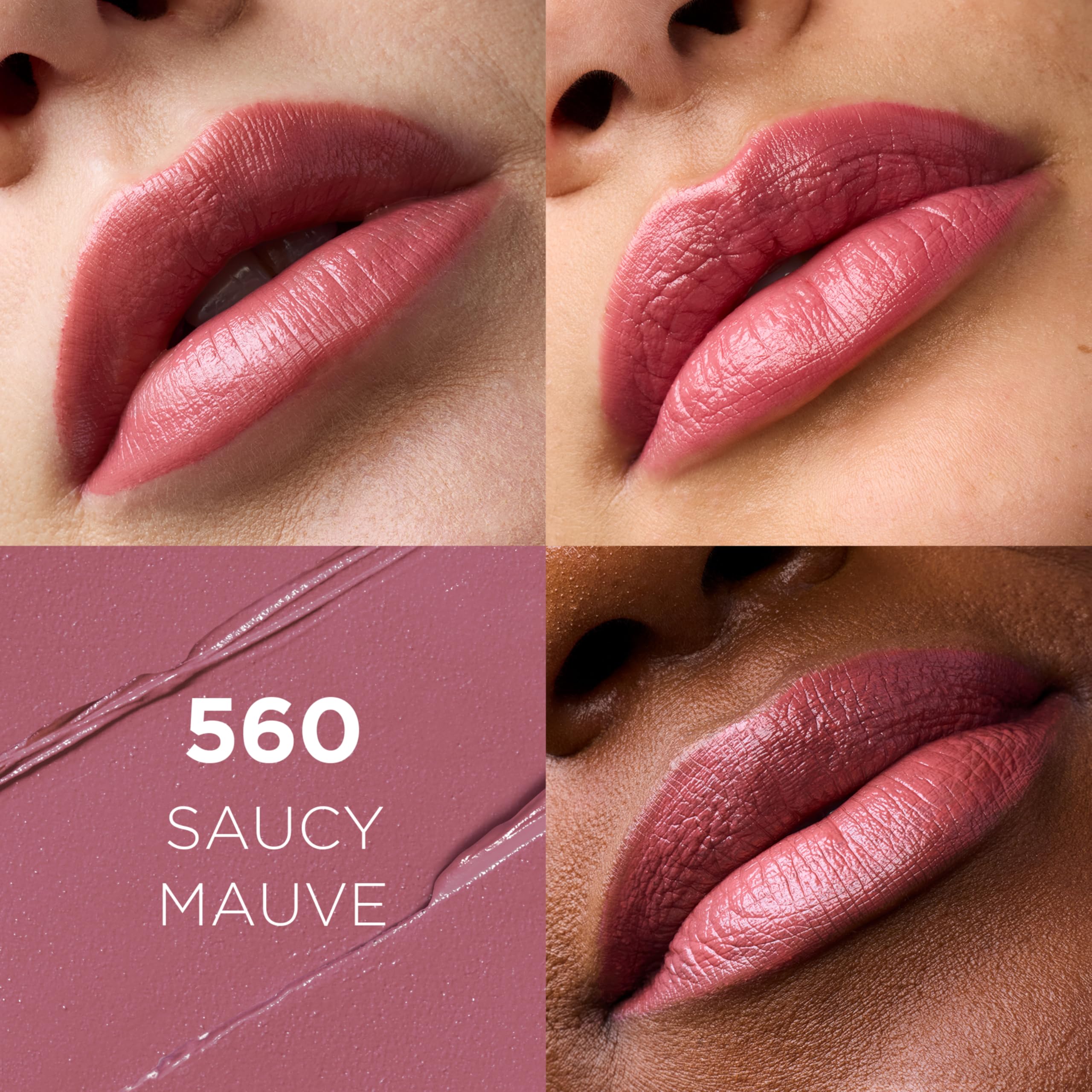 L'Oreal Paris open twist-up lipstick revealing creamy bullet, smooth glide benefit