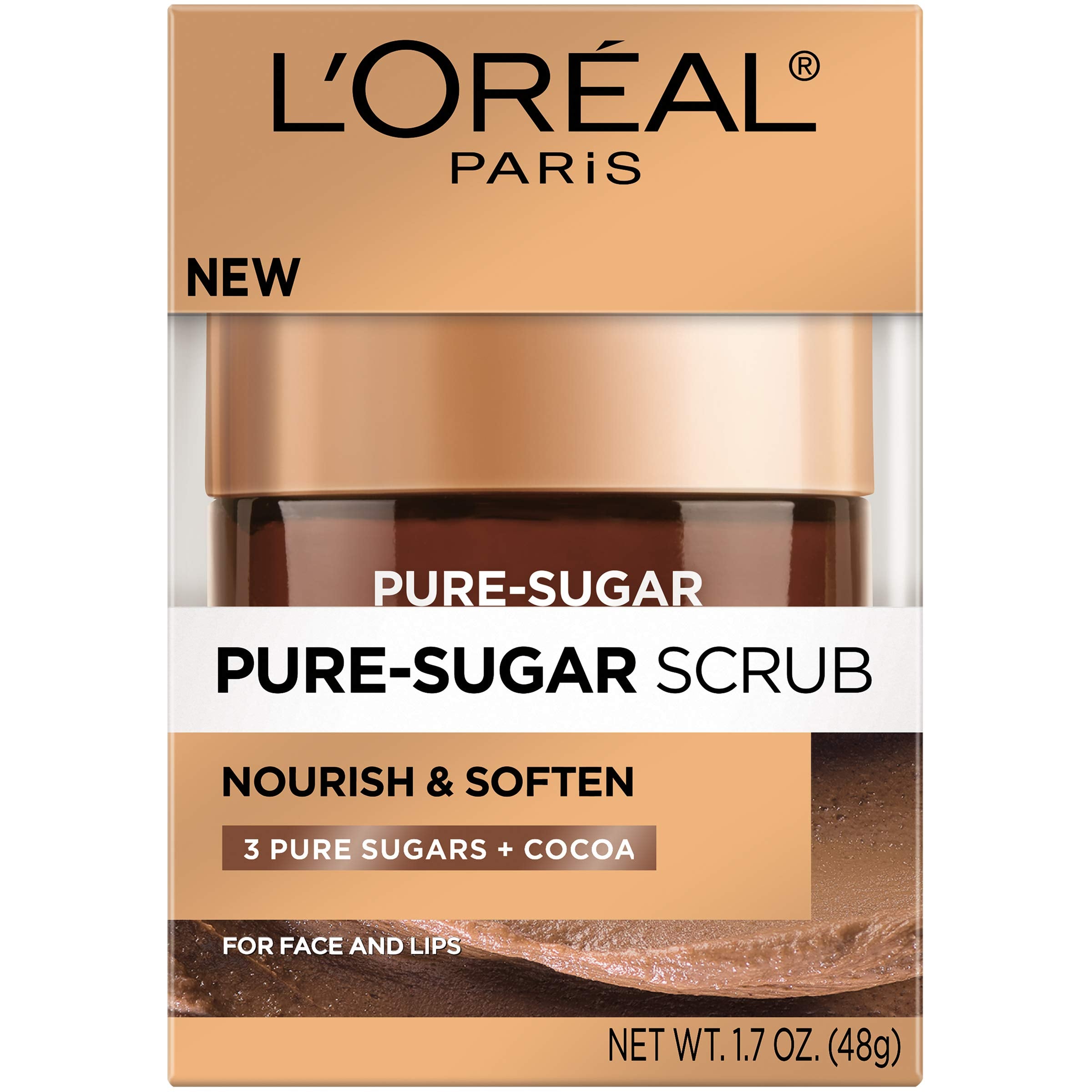 L'Oreal Paris close-up of sugar-cocoa texture showing gentle exfoliation