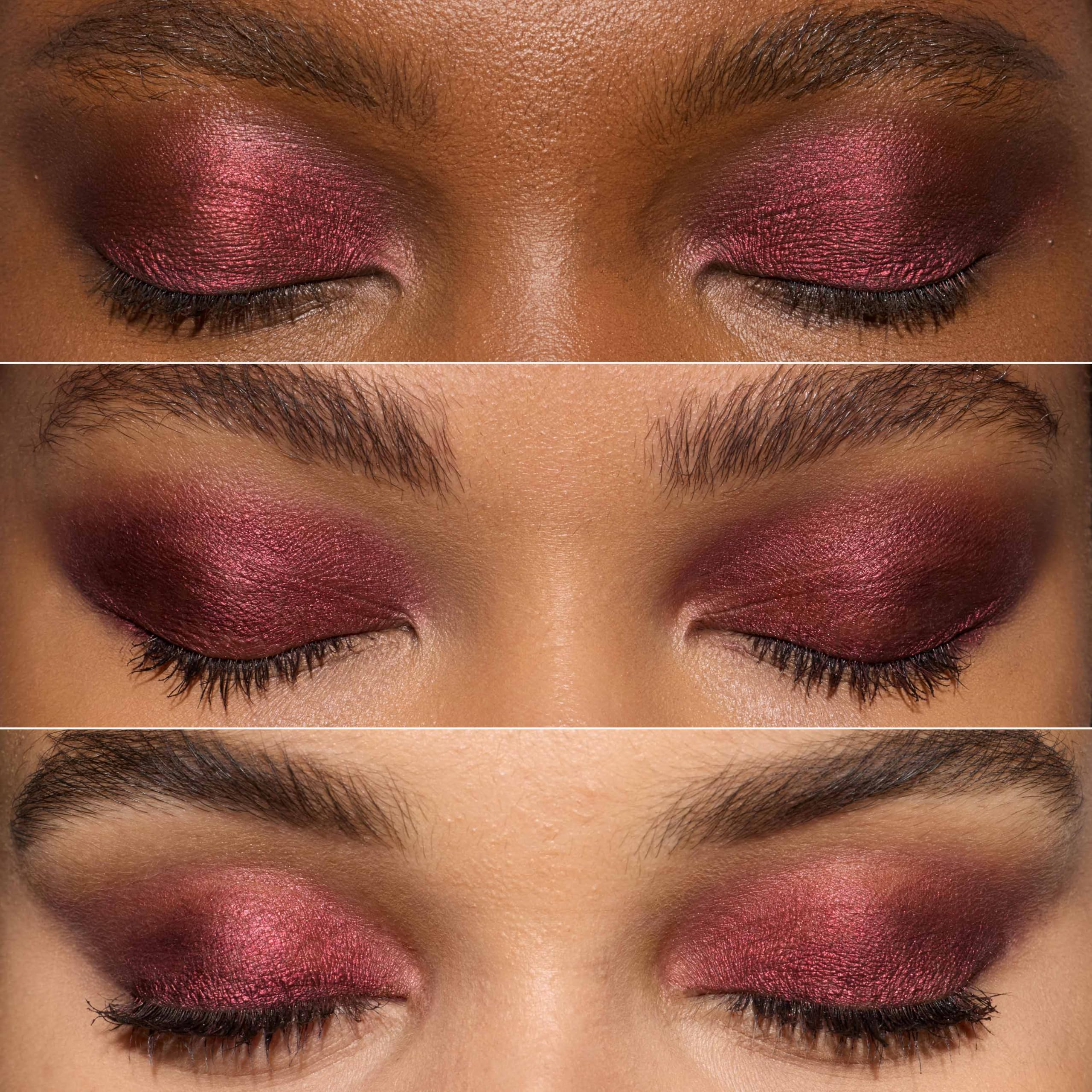 L'Oreal Paris shadow stick swatch on arm showing Starry Bordeaux payoff and buildable color