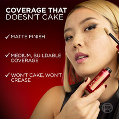 L'Oreal Paris Skin Ink being applied to cheek for even coverage and blending