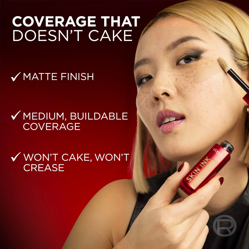 L'Oreal Paris full-face application showing even, soft-matte finish