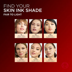 L'Oreal Paris Skin Ink label close-up showing product name and wear claims