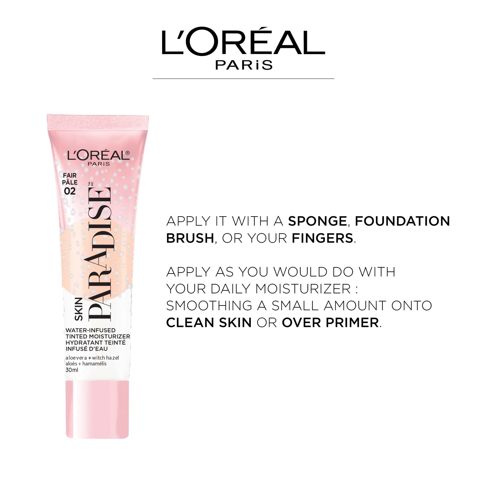 L'Oreal Paris moisturizer dispensed drop illustrating light coverage