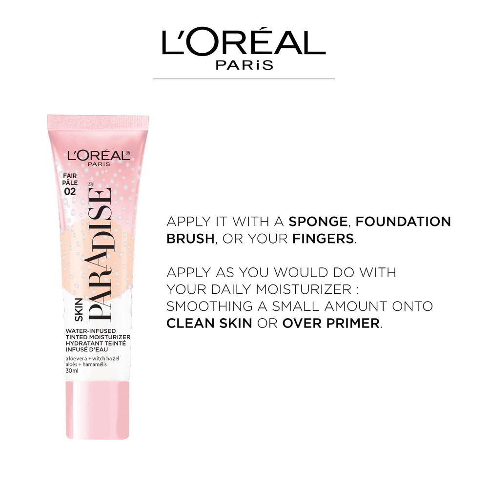 L'Oreal Paris moisturizer dispensed drop illustrating light coverage