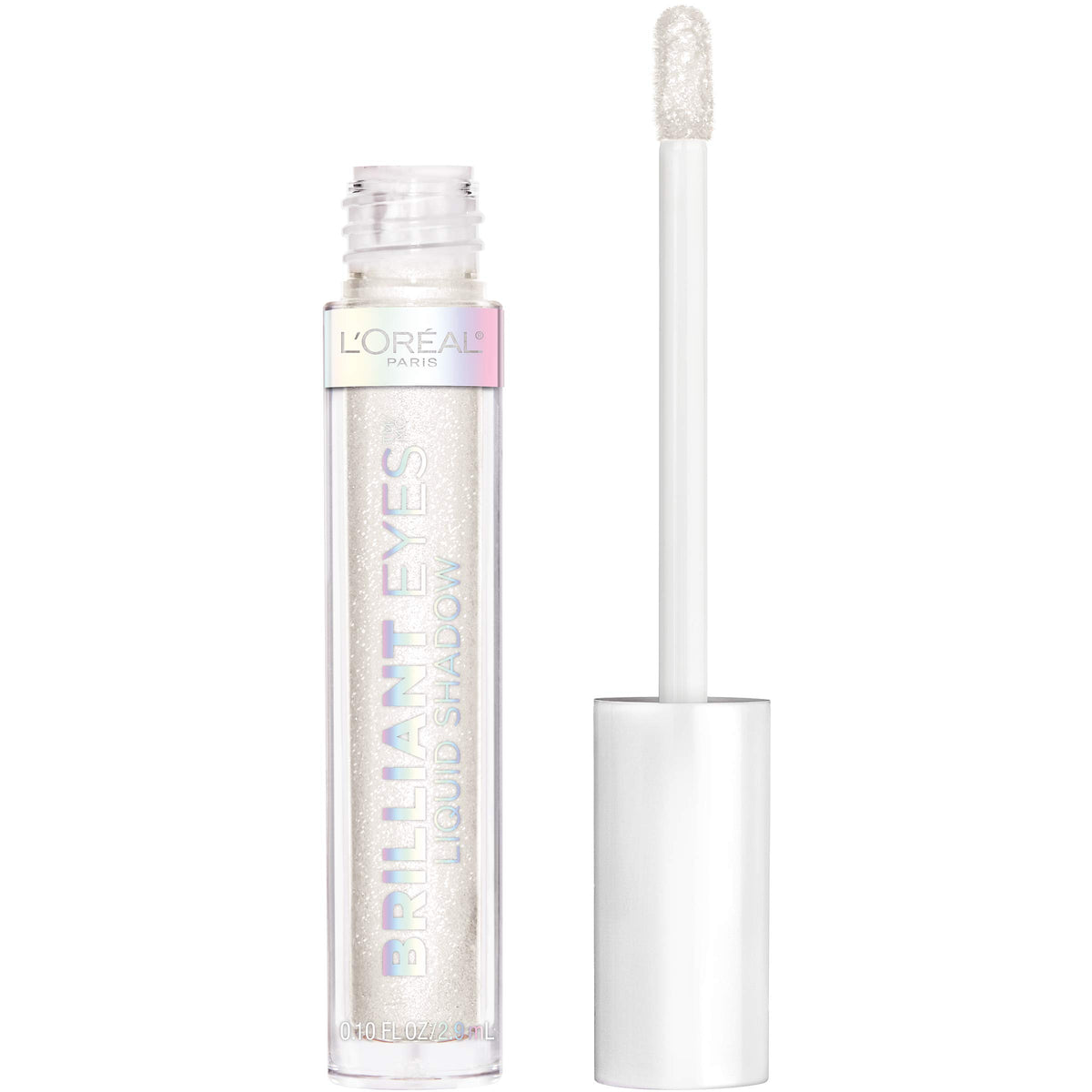 L'Oreal Paris front packaging showing shade String of Pearls and compact tube benefit clarity