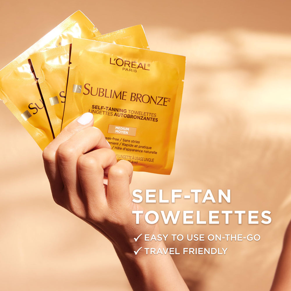 L'Oreal Paris single towelette unfolded ready for use, easy one-step application