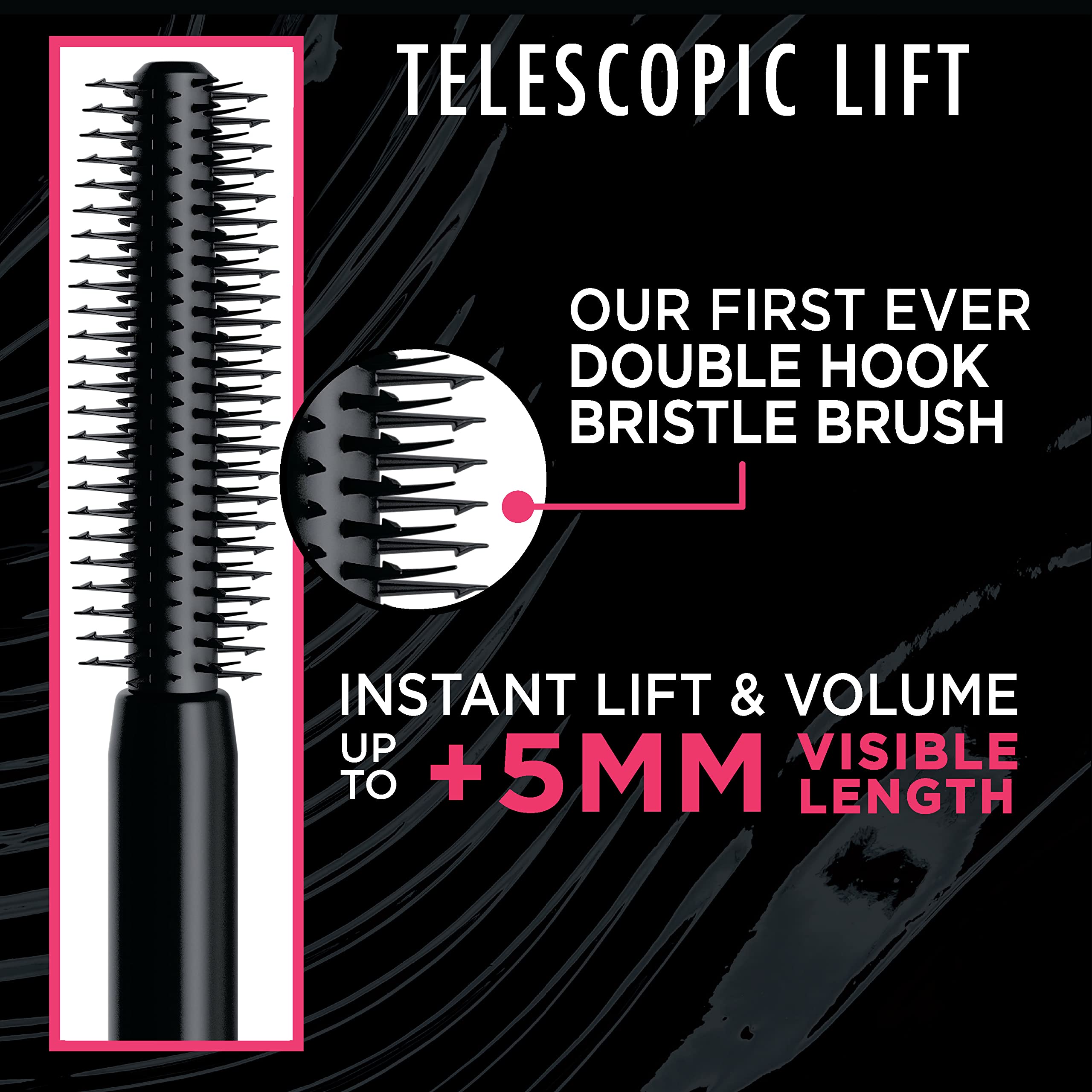 L'Oreal Paris telescopic bristle detail showing hooks for lift and separation