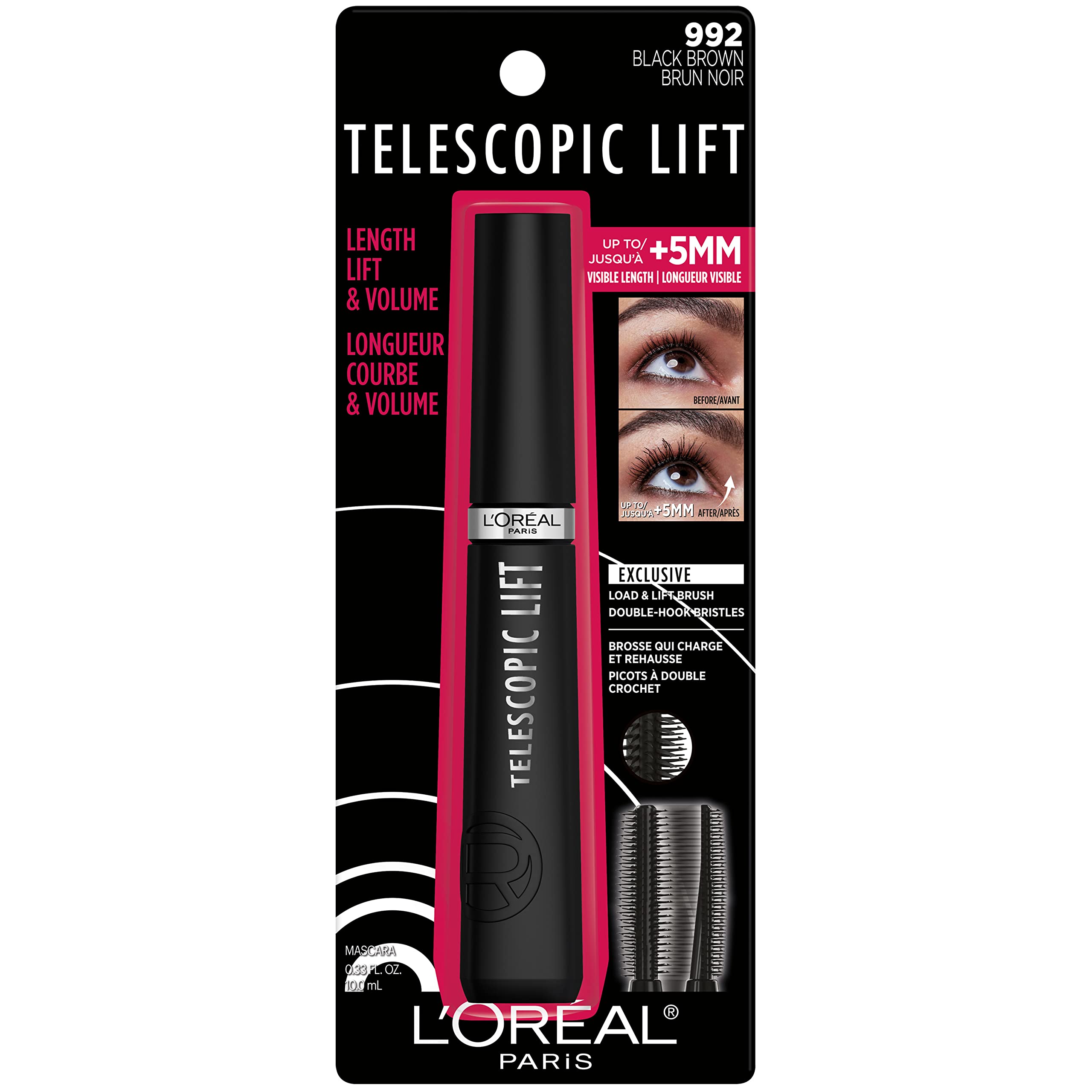 L'Oreal Paris telescopic mascara on makeup table illustrating easy daily use