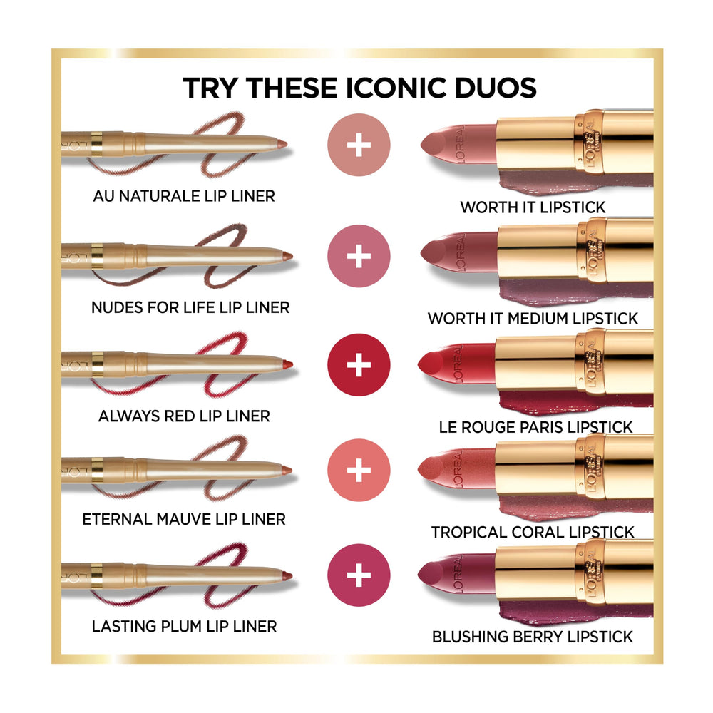 L'Oreal Paris pencil next to coin showing portable size and travel convenience