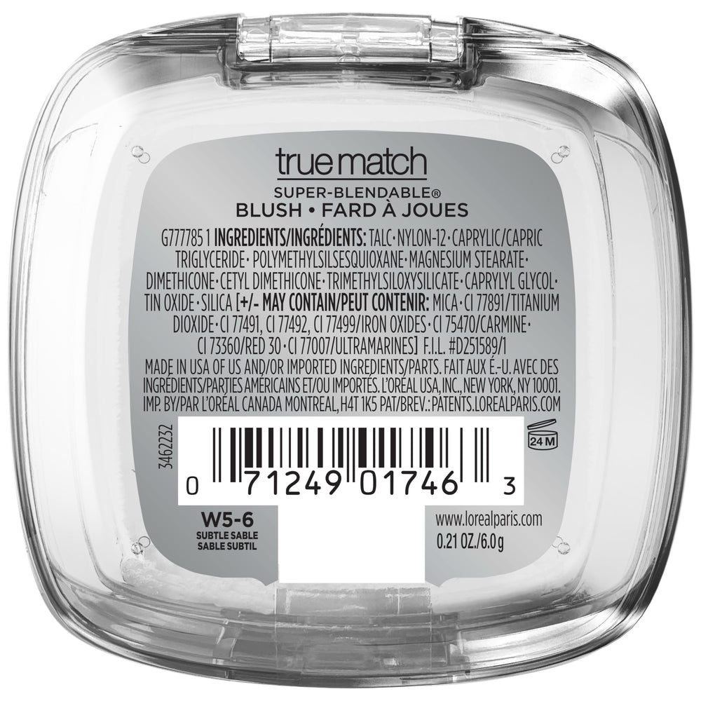 L'Oreal Paris open compact with visible Subtle Sable swatch benefit: true-to-pan color preview