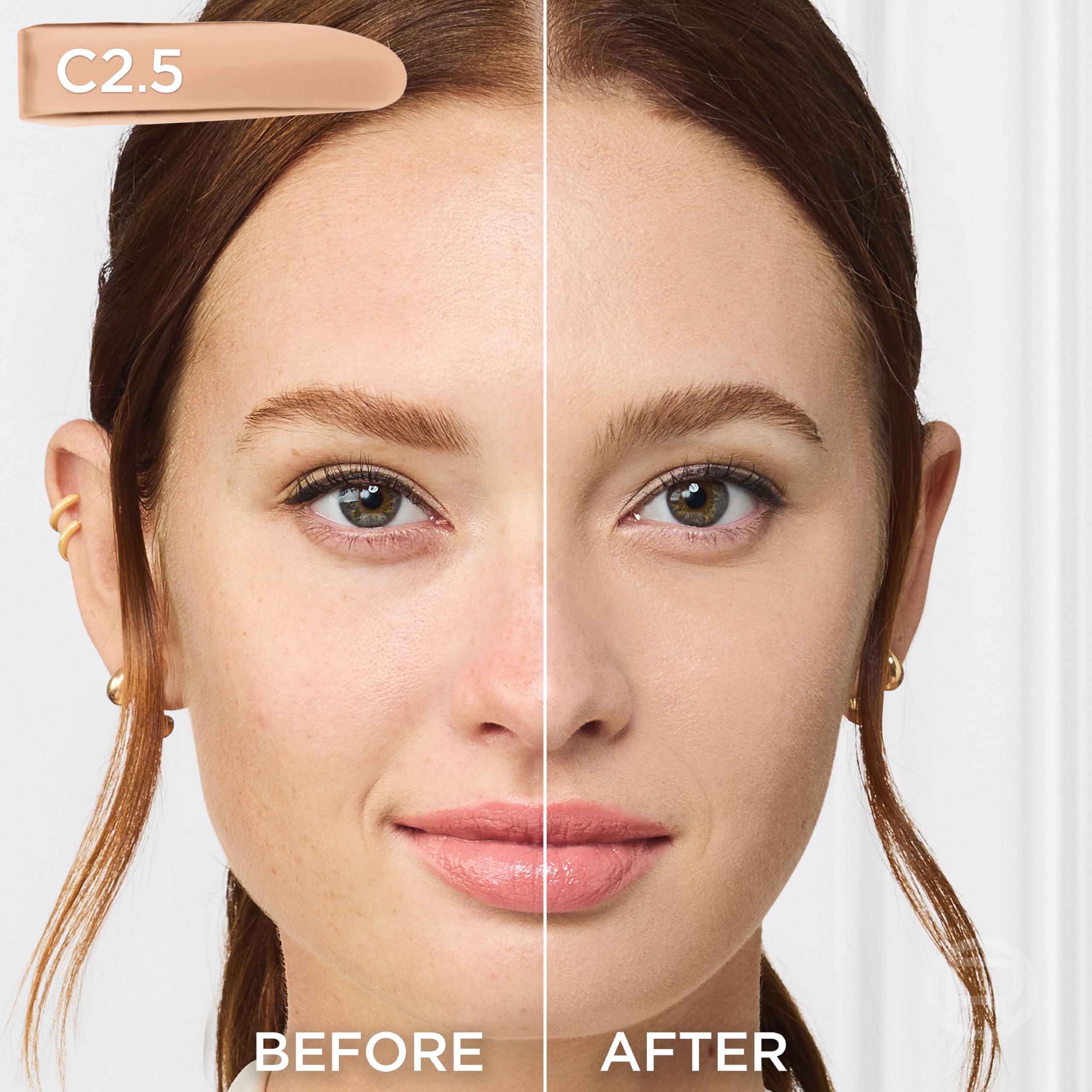 L'Oreal Paris bottle label close-up highlighting shade C2.5 and ingredient clarity