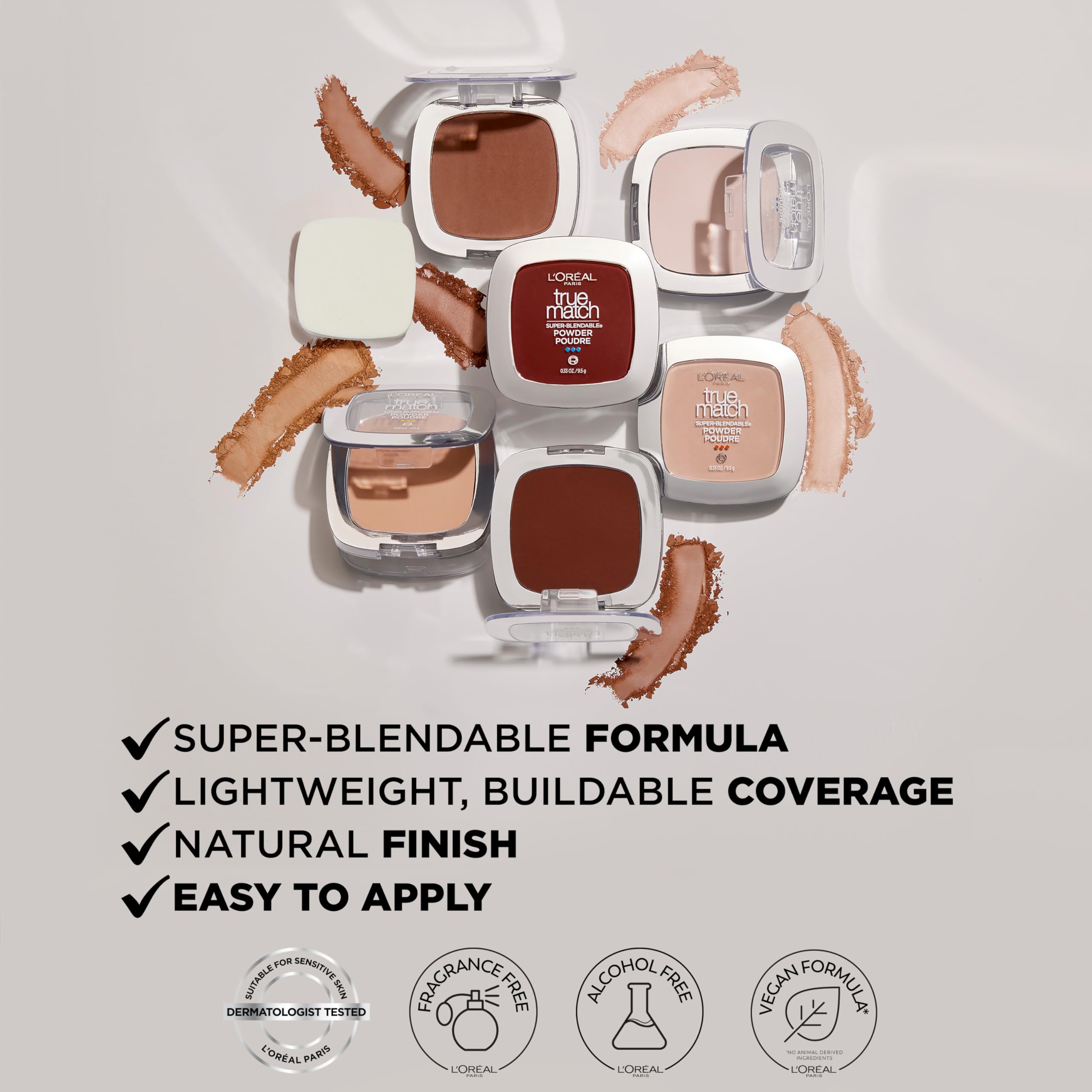 L'Oreal Paris powder swatched on deep skin showing true-match color accuracy
