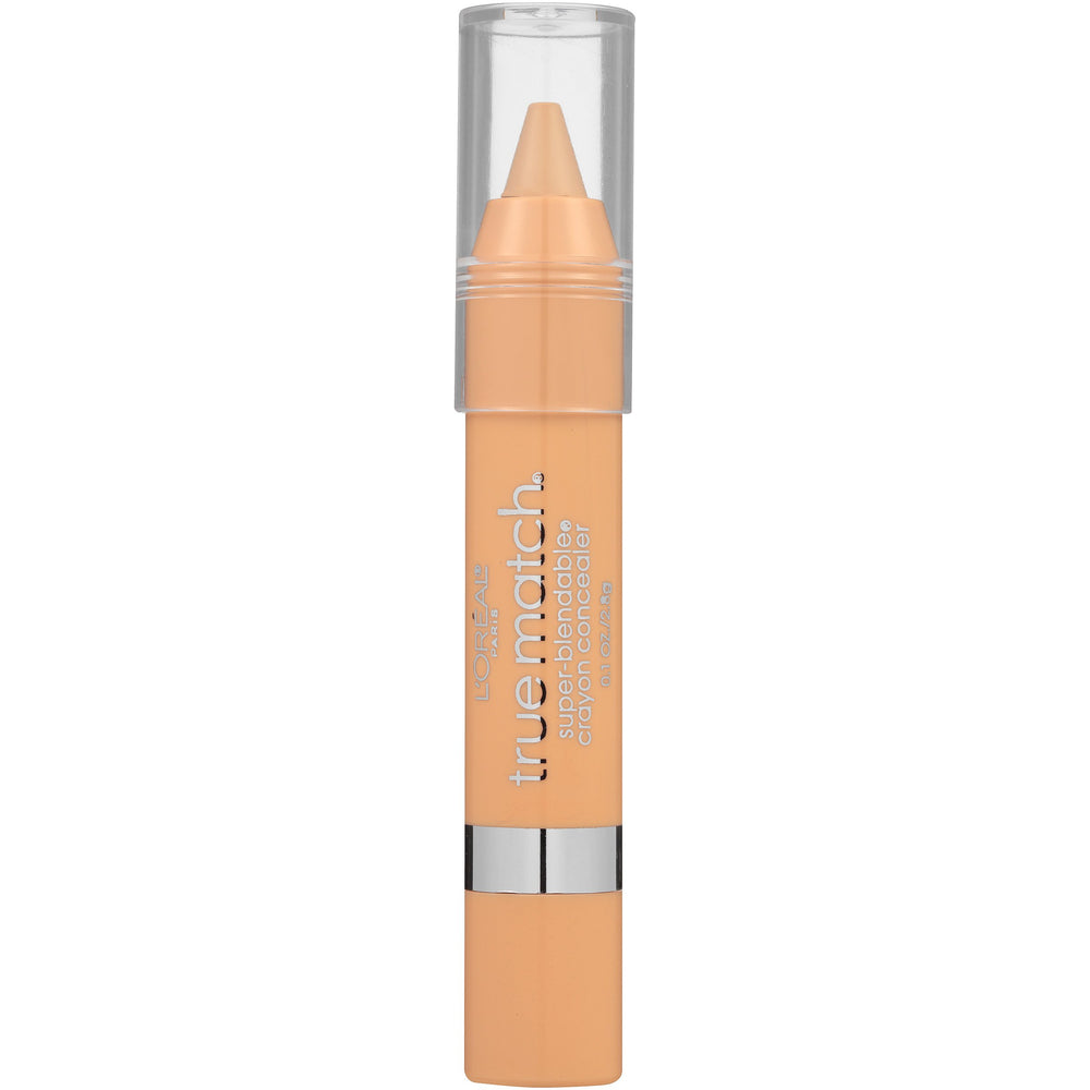 L'Oreal Paris crayon concealer applied under eye showing targeted coverage and natural finish benefit
