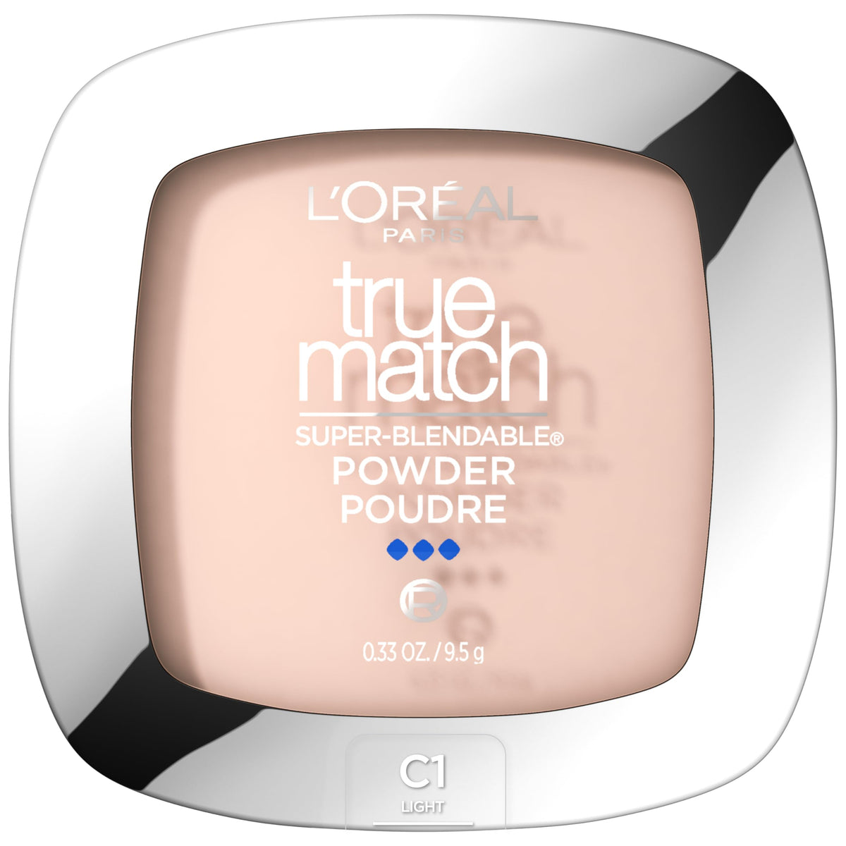 L'Oreal Paris front compact showing packaging and shade C1 Light benefit: easy shade identification