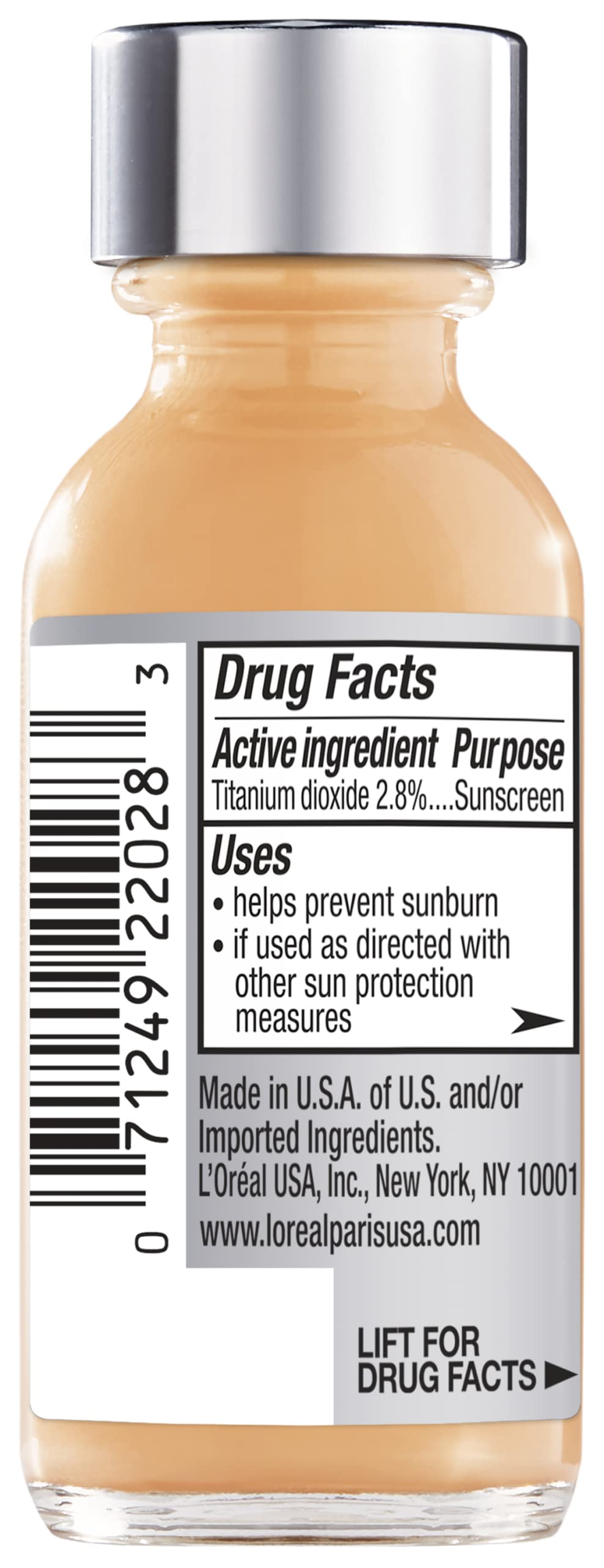 L'Oreal Paris label detail highlighting True Match shade and undertone matching