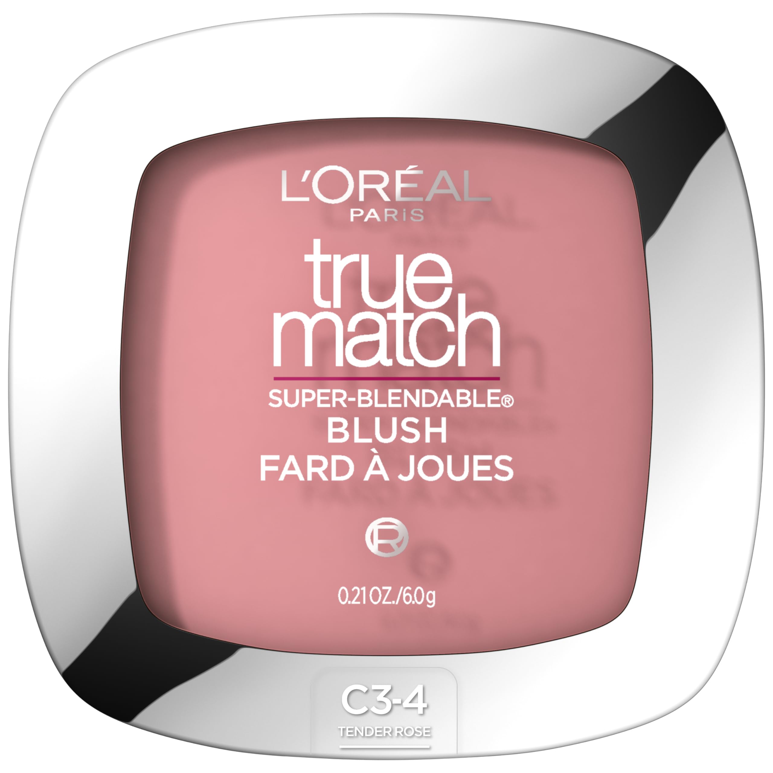 L'Oreal Paris front compact showing Tender Rose shade and packaging benefit