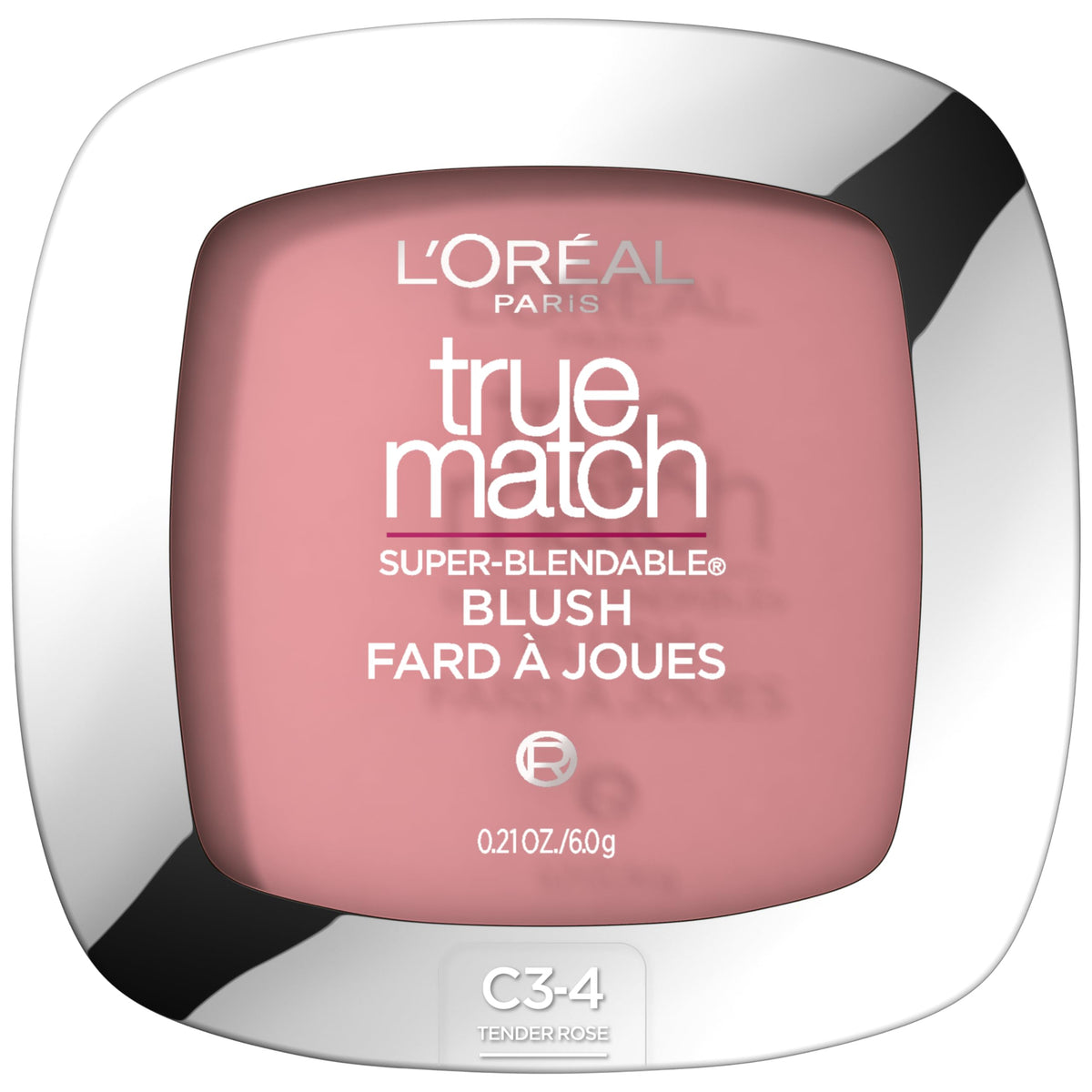 L'Oreal Paris front compact showing Tender Rose shade and packaging benefit