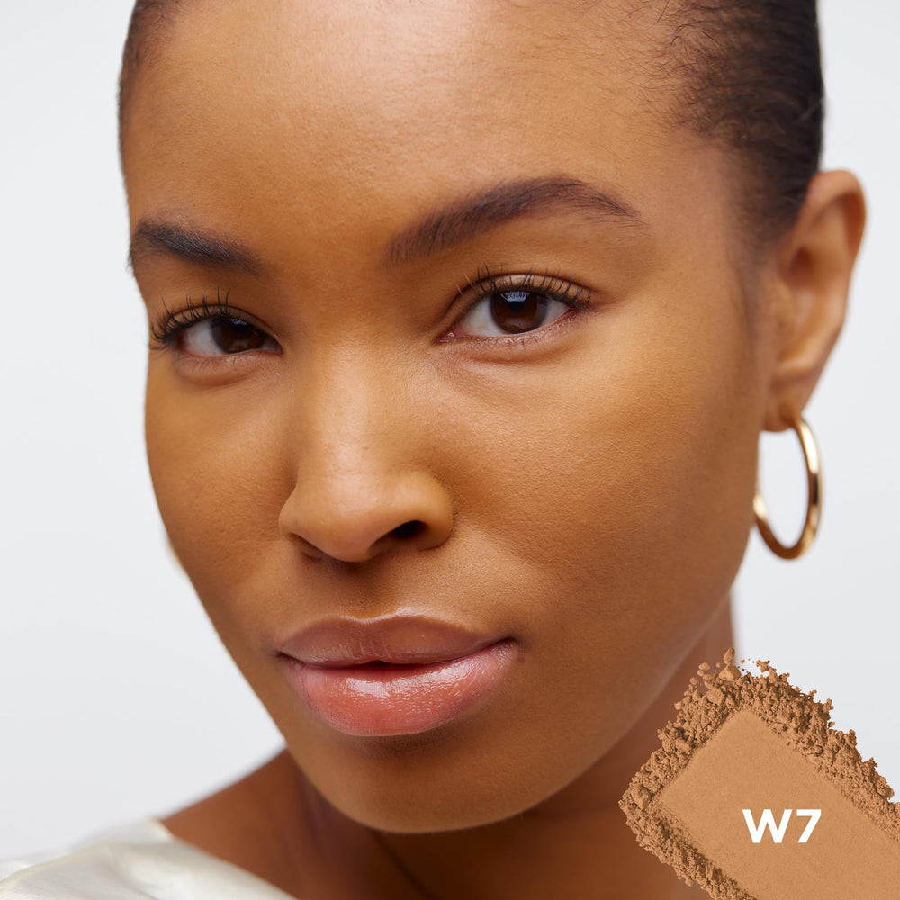 L'Oreal Paris powder texture close-up highlighting micro-fine finish and smooth look
