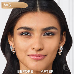 L'Oreal Paris W6 shade bottle highlighting the medium warm tone for accurate shade choice
