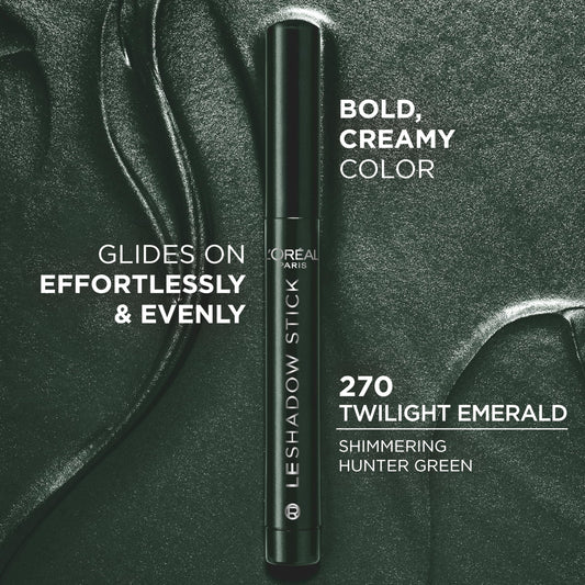 L'Oreal Paris Twilight Emerald creamy texture swipe demonstrating smooth blendability benefit