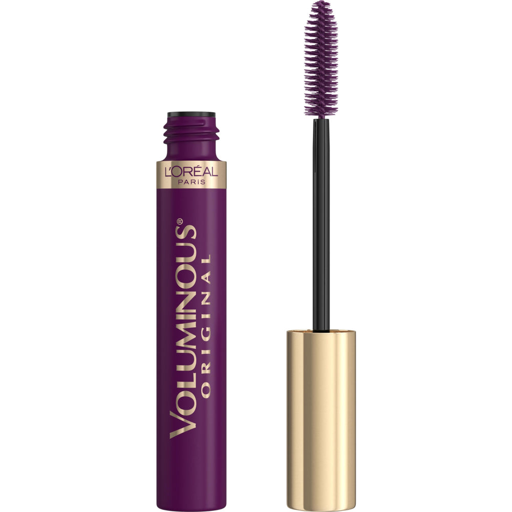 L'Oreal Paris front packaging showing deep violet tube and benefit of dramatic volume