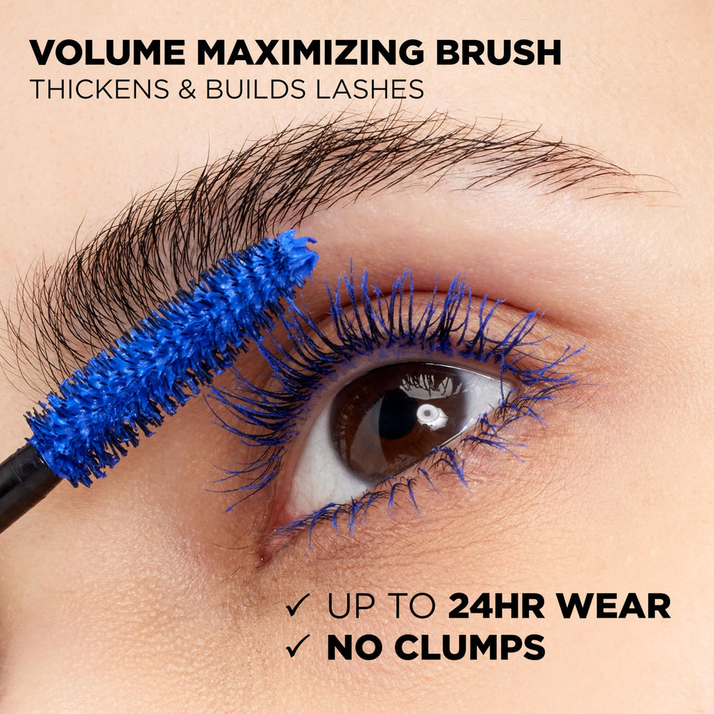 L'Oreal Paris mascara applied to lashes showing fuller length and volume