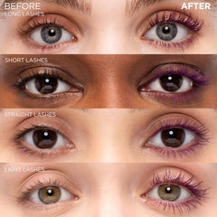 L'Oreal Paris deep violet mascara swatch on skin with rich pigment payoff