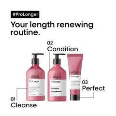 L'Oréal Professionnel Pro Longer in bathroom routine staged with towel and mirror for salon results