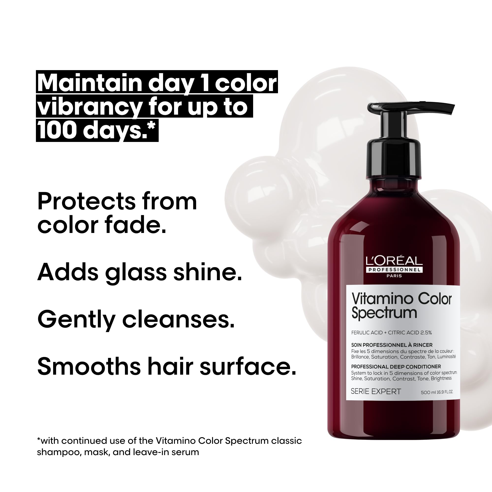 L'Oréal Professionnel Paris conditioner being applied in hand for easy distribution
