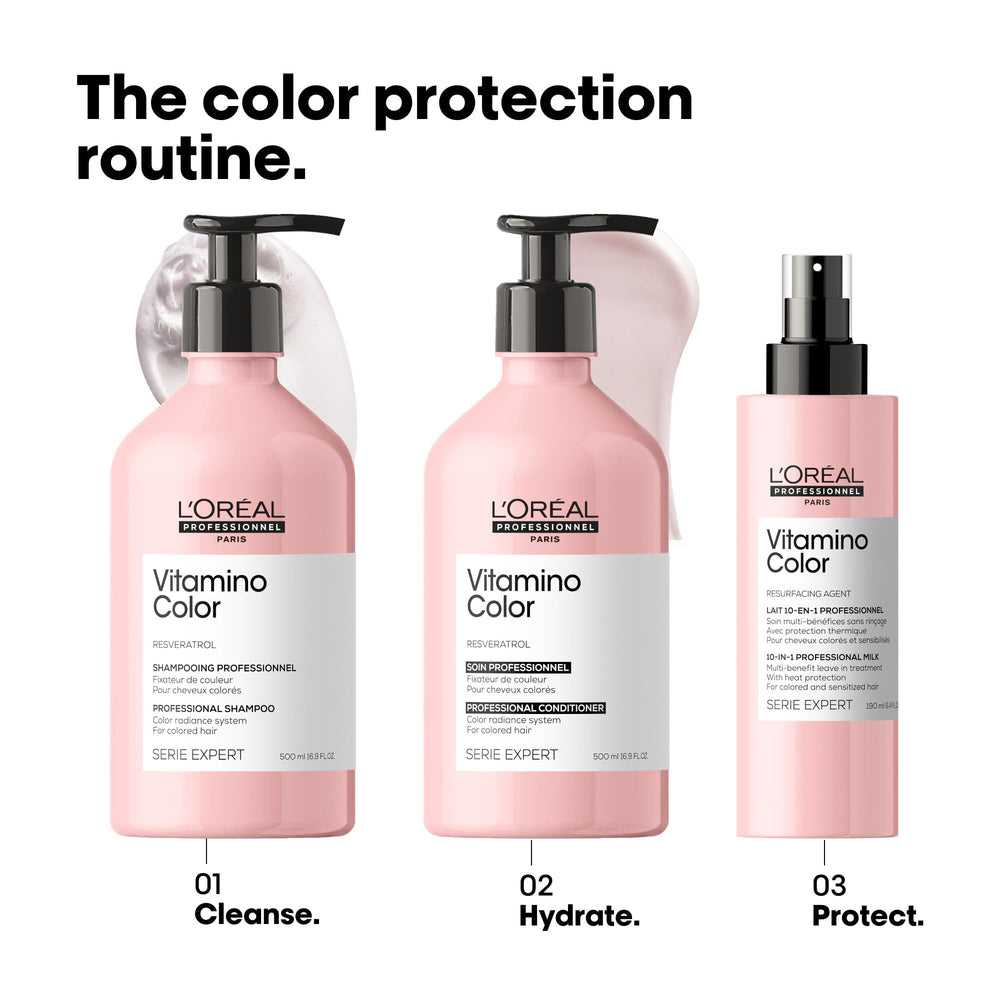 L'Oréal Professionnel on bathroom shelf conveying salon-quality routine