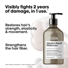 L'Oréal Professionnel Paris shampoo back label close-up with usage benefits