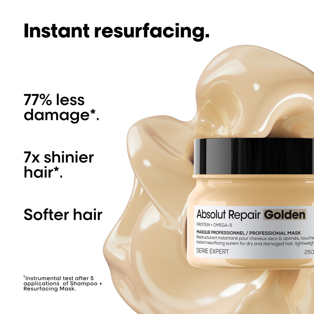 L'Oréal Professionnel applying mask to damp hair for instant shine