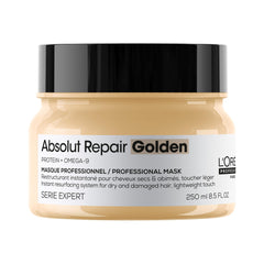 L'Oréal Professionnel golden mask front tube showing branding and benefit