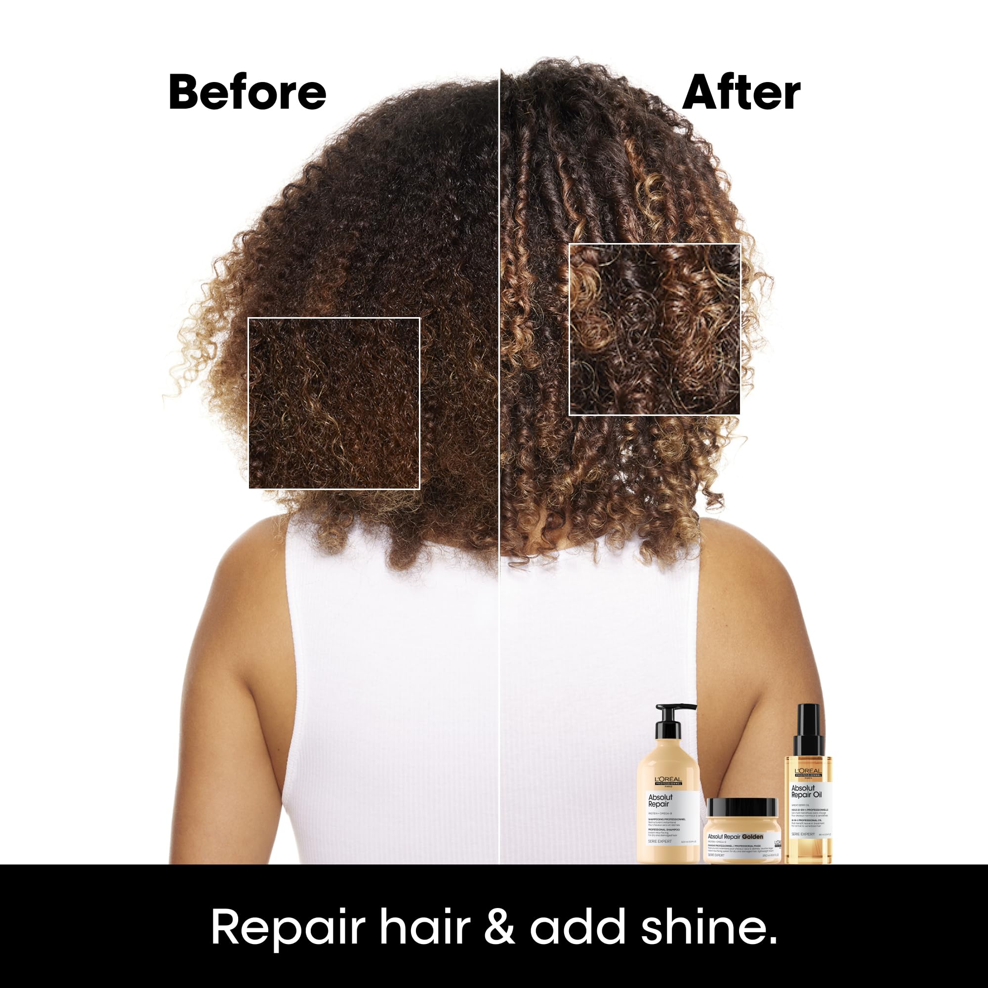 L'Oréal Professionnel golden mask creamy texture close-up for smoothness