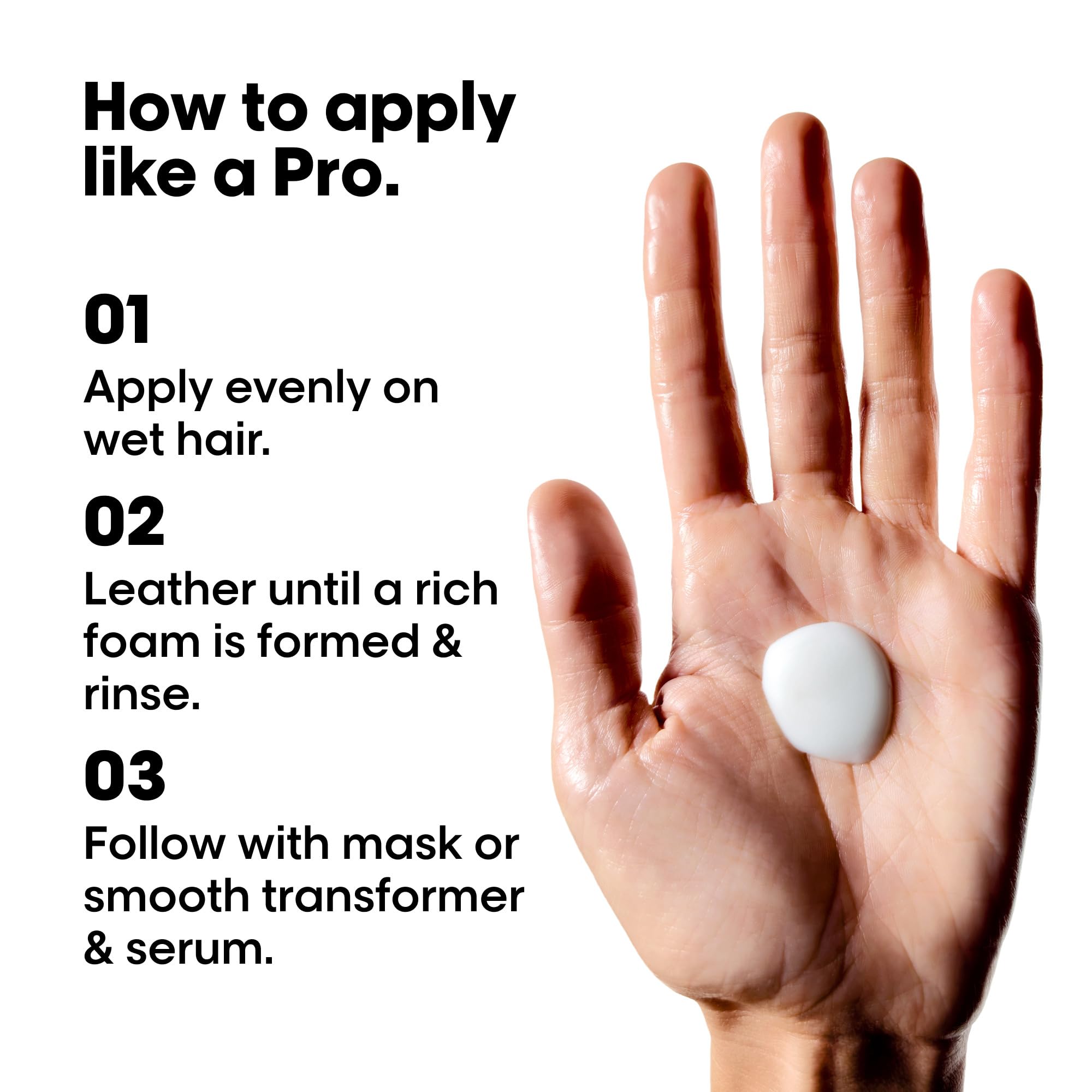 L'Oréal Professionnel bottle in hand indicating true size and travel-friendly benefit