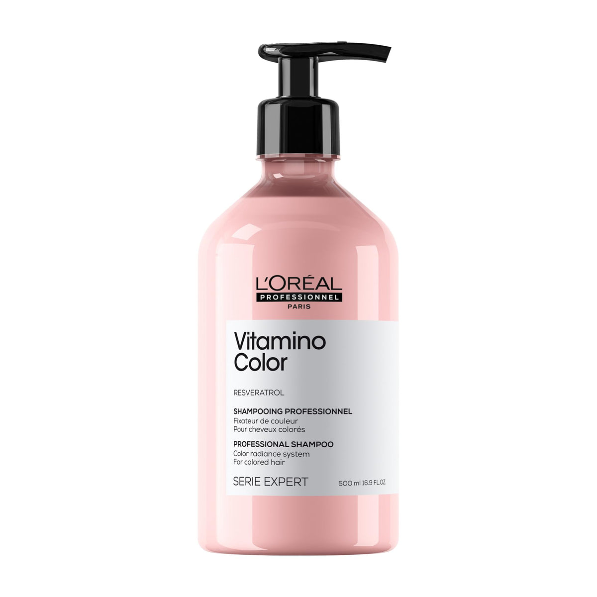 L'Oréal Professionnel Paris bottle front view showing sleek design and color protection benefit