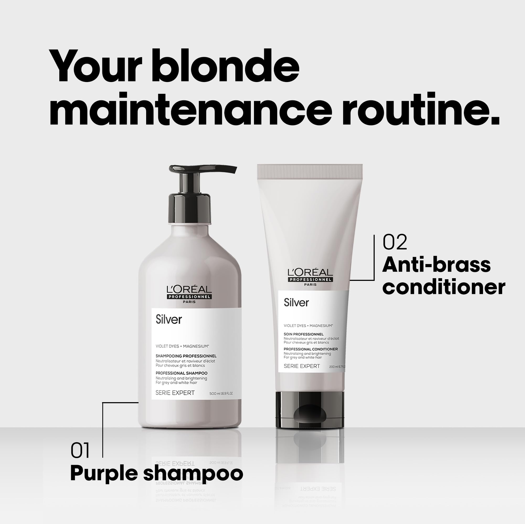 L'Oréal Professionnel close-up label highlighting Gloss Protect System and directions