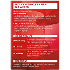 L'Oreal Paris RevitaLift label close-up highlighting key ingredients and firming benefit